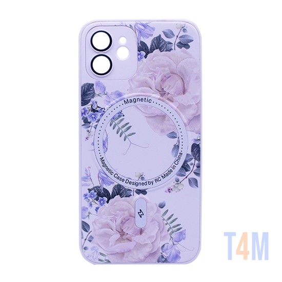 Capa Magnética com Desenho de Flores para Apple iPhone 12 Branco